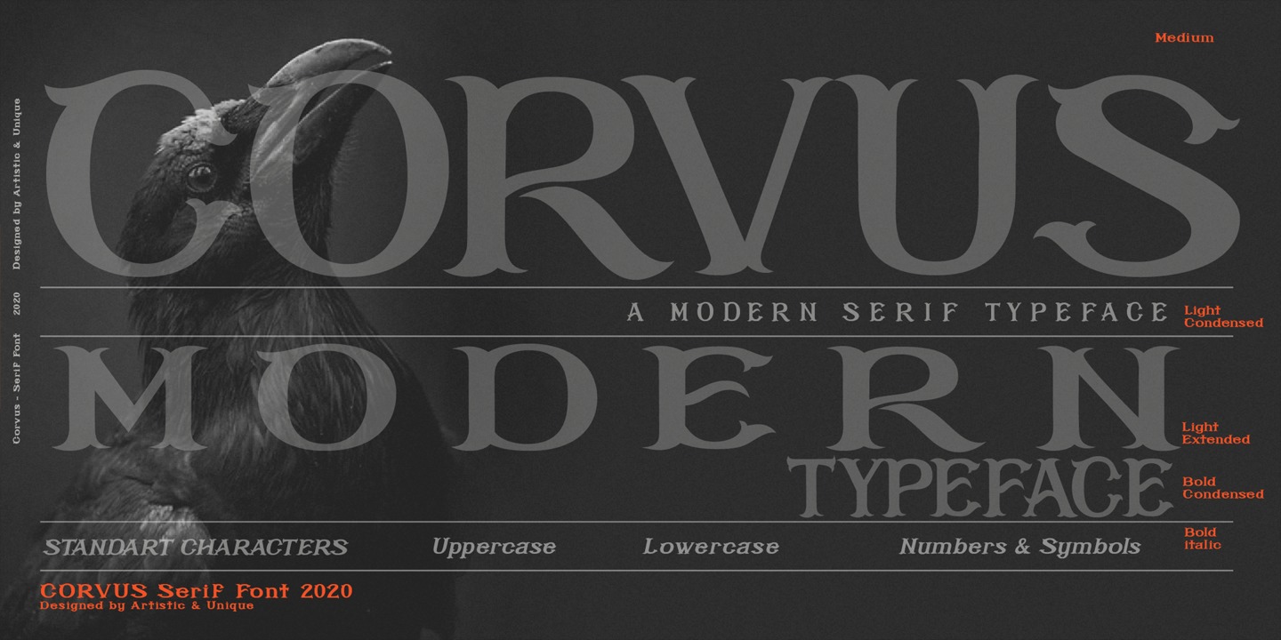 Ejemplo de fuente Corvus Bold Italic